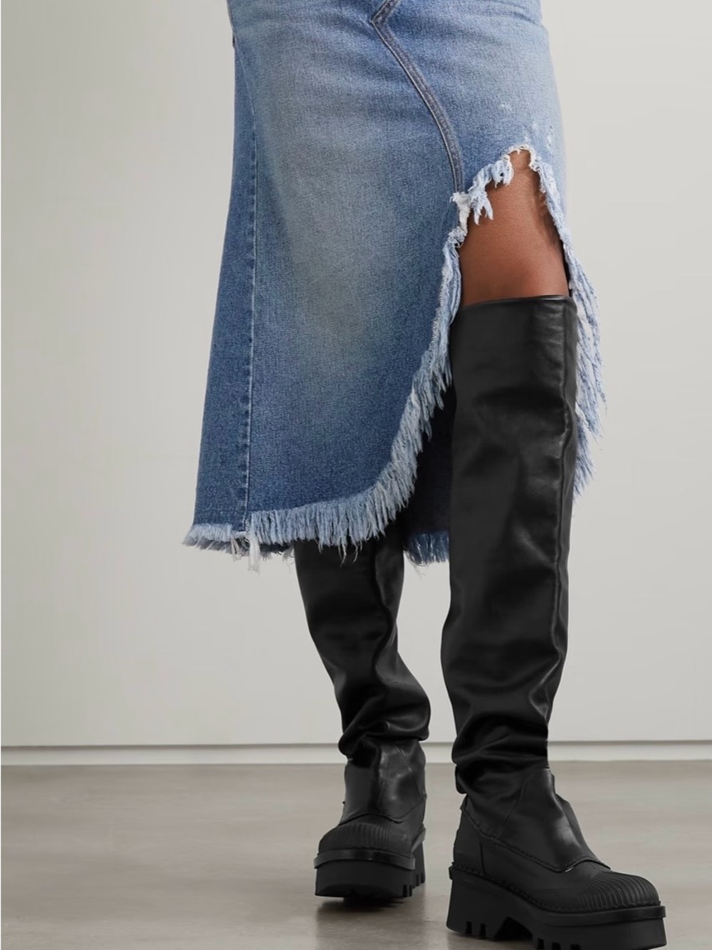 Chloe Raina Black Leather Over the Winter Rain Boots